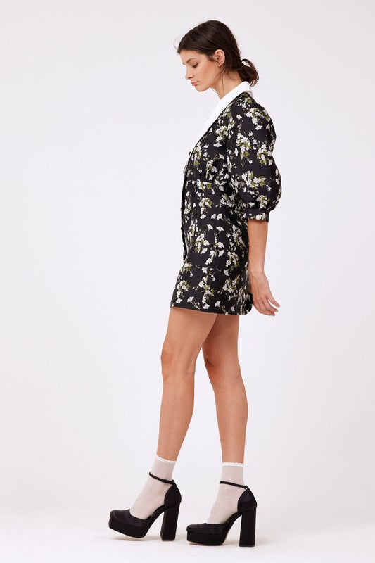 Floral Jacquard Collar Dress – of the forest.
